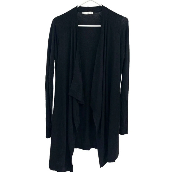 Vince Women's Cardigan Sweater Open Front Drape Wool Blend Size Medium Black - Picture 1 of 10